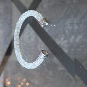 Swarovski Crystaldust crystal dust sparkly gem bangle cuff silver bracelet